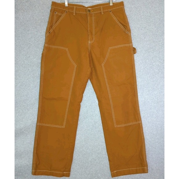 Urban Outfitters BDG Brown Canvas High Rise Straight Leg‎ Carpenter Pants 33x32 - Picture 1 of 8